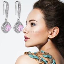 Earrings Drop Wedding Bridal Jewelry 925 Sterling Silver CZ Stone Women UK Stone