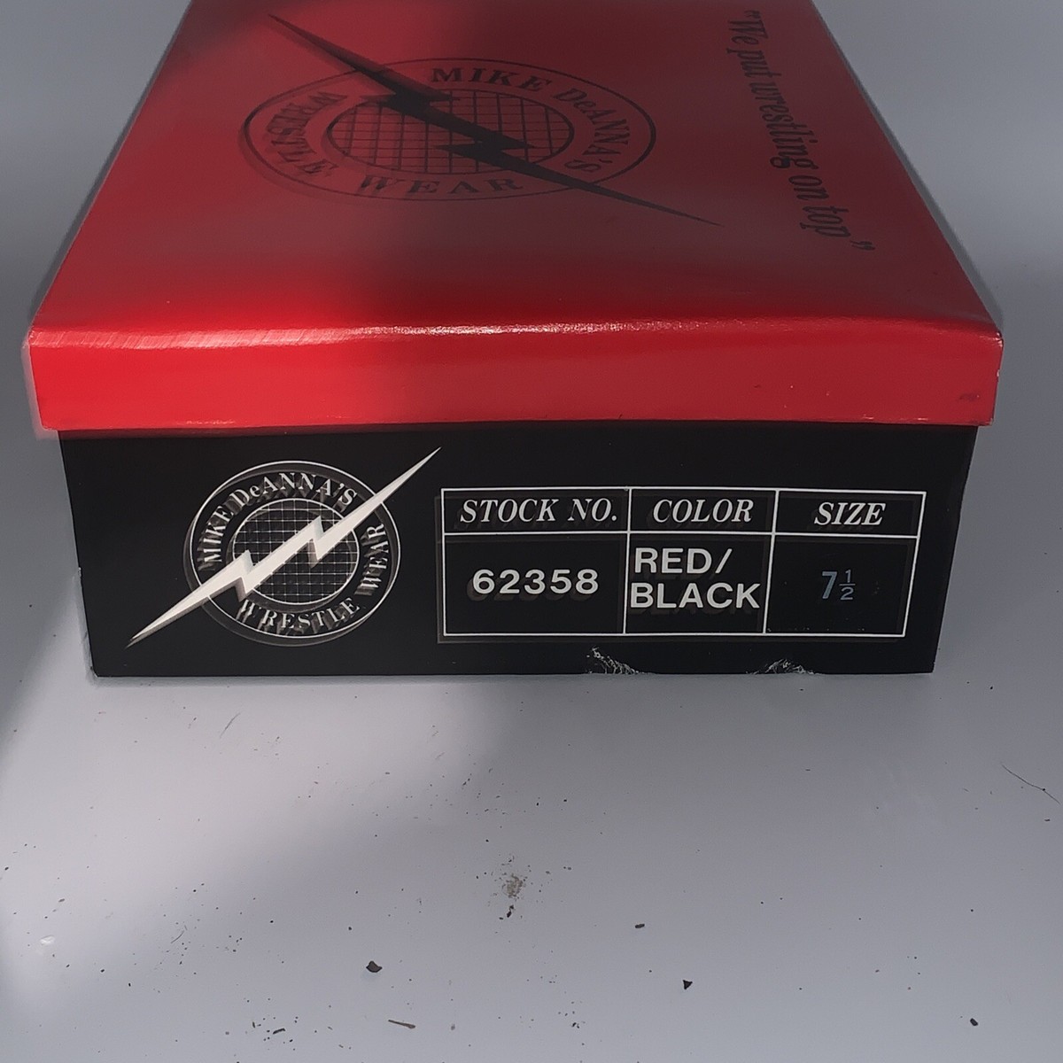 Mike DeAnna‎ Wrestling Shoes Vintage Red Men\'s Size 7.5 Iowa Lightning Bolt Rare FFB Postlude  main image 4
