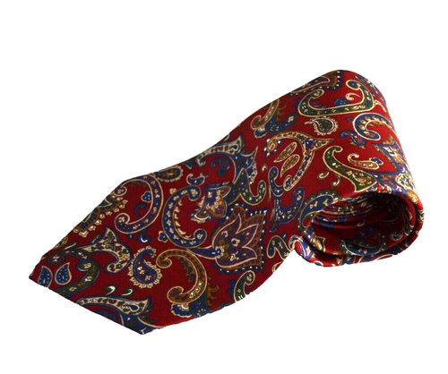Corbata de seda Christian Dior Monsieur vintage para hombre granate rojo cachemira EE. UU. - Imagen 2 de 4