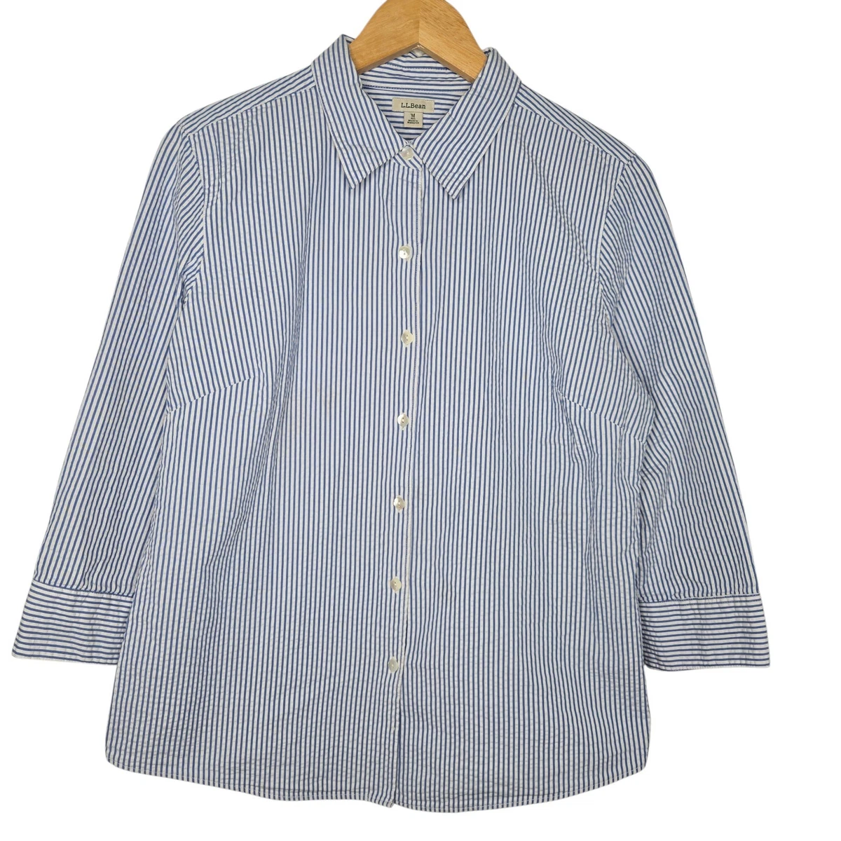 Haut Femme L.L. Bean En Tencel Lyocell - Rayures Bleues - Taille XL - Manches 3/4