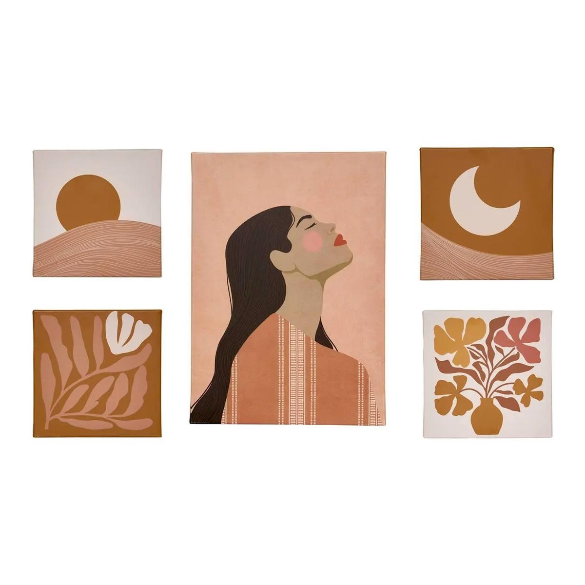 Lot de 5 toiles imprimées Cynthia 30x42cm de style moderne et multicolore pour salon