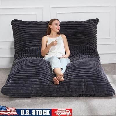 3 in 1 Convertible Bean Bag Chair Memory Foam Removable Cover Soft Lounge Sofa