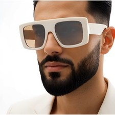 Oversized Square Sunglasses Men Fashion Trendy Bold Frame Beach Street Wear 2026