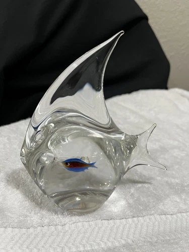 ARS MURANO 🇮🇹 SIGNED Fish ELIO RAFFAELLi Aquarium Paperweight Art GLaSs Italy