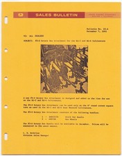 Vintage 1961 John Deere Sales Bulletin Dealership Memo - Rotary Hoe Attachment
