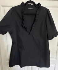 NWT 2X Black Nora Cora Top Ruffle At the Neckline & Elbow Sleeves   XL  L or  1X