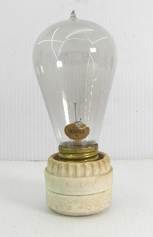 ANTIQUE EDISON  LIGHT BULB IN PORCELAIN E26 E27 SCREW BASE SOCKET RECEPTACLE-5