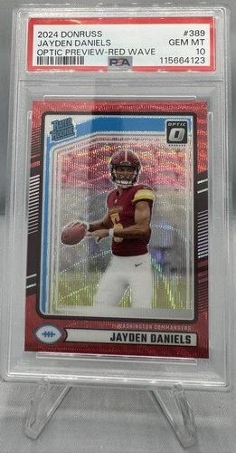 2024 Panini Donruss Optic Preview Jayden Daniels Red Wave #389 PSA 10