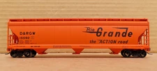 ACCURAIL 2034 DENVER & RIO GRAND WESTERN ACF 3-BAY CVD HOPPER HO SCALE