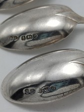 Antique Edwardian Sterling Silver Set 5 Tea Spoons Birmingham 1903