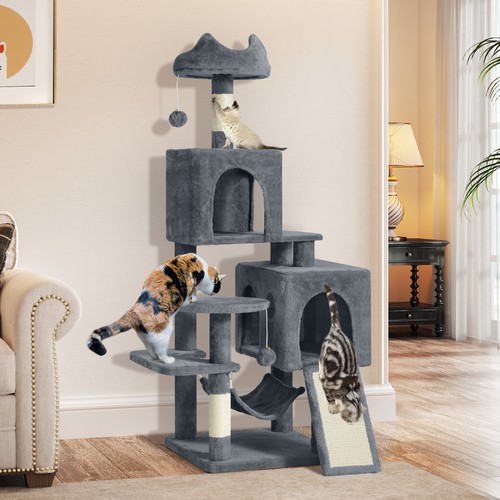 Picture of 54in Dark Grey Cat Tree Tower Condo Multi-Level Sisal Scratching Post ...