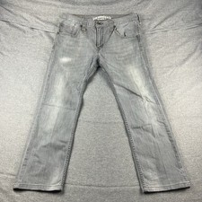 Levi's Strauss 504 Jeans Men 34x34 Grey Denim Straight Zipper Belt Office Casual