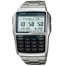 Casio DBC-32D-1A Data Bank Calculator Digital Watch Silver Stainless Steel Band