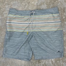 Tommy Bahama Swim Trunks Men XXL Blue Stripe Board Shorts Mesh Lined Surf Resort