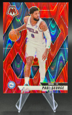 2024-25 Paul George /299 Panini Mosaic Red Seismic Prizm #14 | 76ers