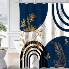 Modern Geometric Shower Curtain, Mid-Century  Minimalist Design Bathroom