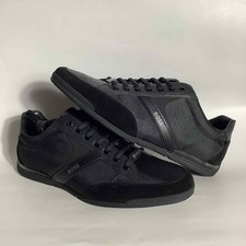 Zapatilla deportiva Hugo Boss para hombre Saturn Profile baja negra de ónix ¡Nueva en caja!