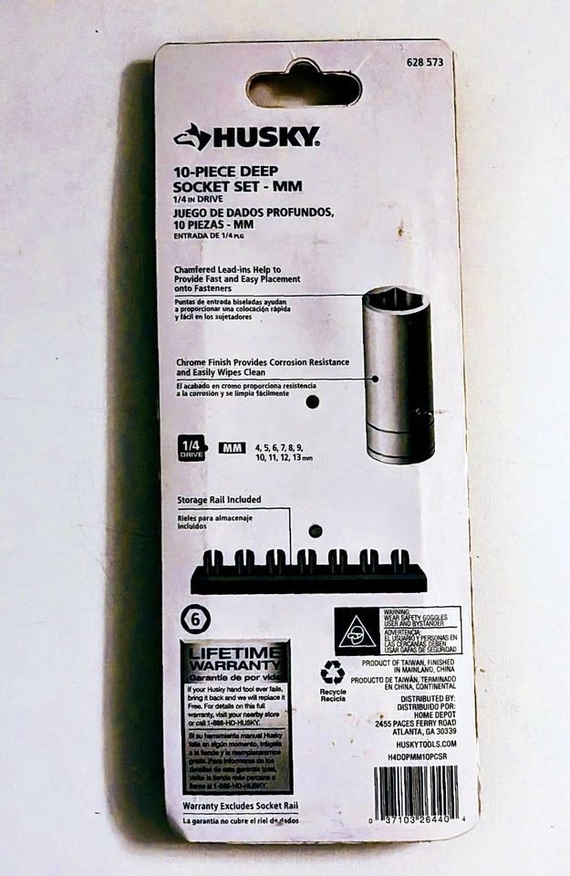 Husky 10 PC 1/4" Drive Metric Deep Socket Set (H4DDPMM10PCSR) - Image 2 of 2