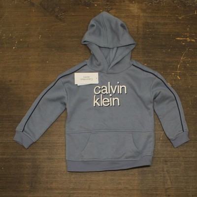 Calvin Klein Jeans Boys Toddler Pullover Hoodie Hooded Sweatshirt Blue Gray 4T