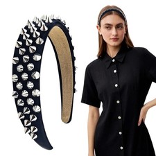 Black Punk Studded Headband Rivet Spike Rock Halloween Party Hair Band