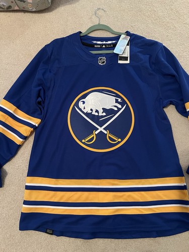 Men's Buffalo Sabres adidas adizero Blue Home jersey Size 52 W Fight Strap Tags