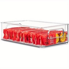 Clear Stackable Plastic Storage Containers Fridge Pantry Food Organizer Bins