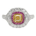 Art Deco Yellow Diamond Ring Natural Ruby Diamonds Solid 18k (#10) 0.71 — photo 1
