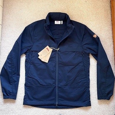 FJALLRAVEN ABISKO HIKE JACKET DARK NAVY BLUE PACKABLE MEN'S SIZE S SMALL NEW