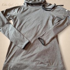 Nike Dri-FIT Gray Cowl Neck Hoodie Large Thumb Hole Athletic Pullover