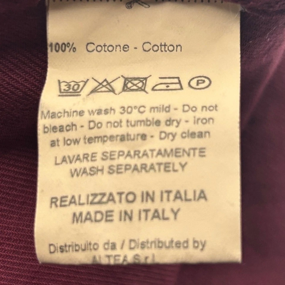 Camisa Altea Para Hombre Lujo Algodón Botón Mediana Borgoña Nueva Con Etiquetas Hecha en Italia Foto 4 de 4