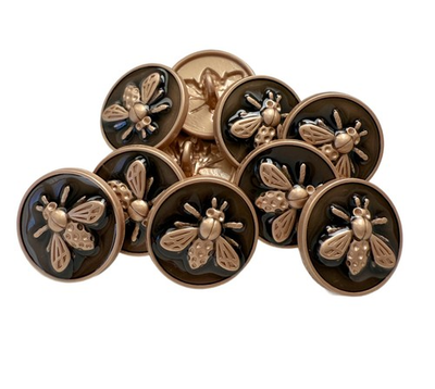 #ad 10PC Matte Gold Black Enamel Bee Shank Metal Buttons 18mm $13.99