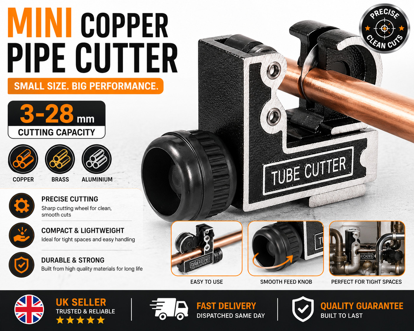 Mini Copper Pipe Cutter 3-28mm Tube Cutter for Copper Brass Aluminium Pipes