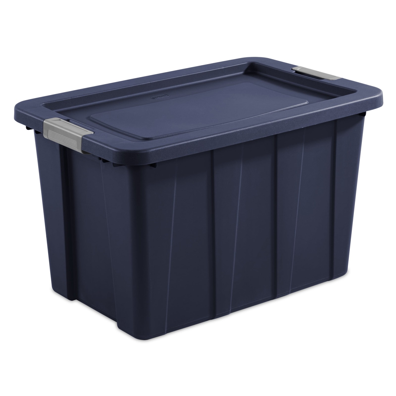 Sterilite 30 Gallon Latching Tuff1 Tote, Rugged Bin with Lid, Dark Blue