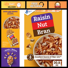 Nutritious Raisin Nut Bran Cereal - High Fiber Breakfast, 20.8 oz, Pack of 6