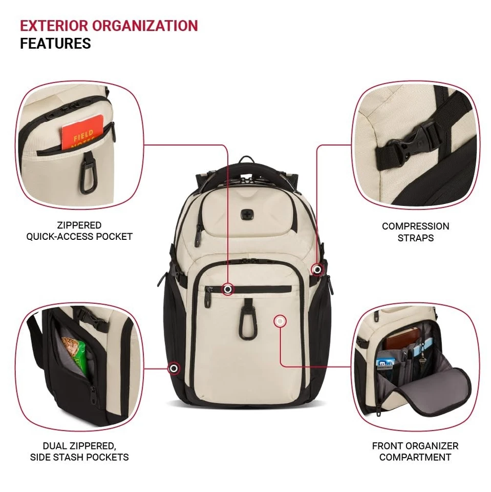 Mochila para portátil SwissGear Endure Scansmart, caqui vintage, 17,75 pulgadas Foto 3 de 4