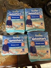 4 Packs Pampers Splashers Diapers Disposable Swim Pants 18 Pack Medium 20-33lbs
