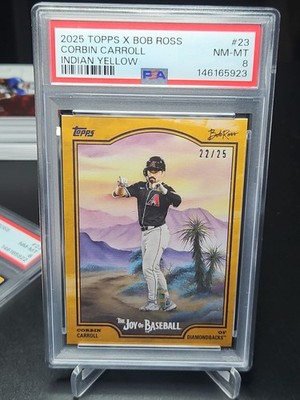 2025 Topps Bob Ross Corbin Carroll Indian Yellow /25 PSA 8