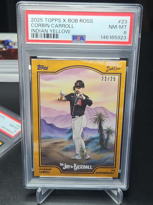 2025 Topps Bob Ross Corbin Carroll Indian Yellow /25 PSA 8