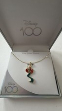 Disney The Little Mermaid Ariel Fine Silver Plated Gold TNecklace New In Box