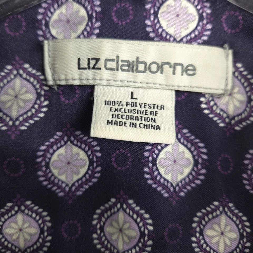 Liz Claiborne 2 шт. фиолетовый белый в горошек PJ комплект sz большой (14/16) кнопка спереди - Изображение 3 из 4
