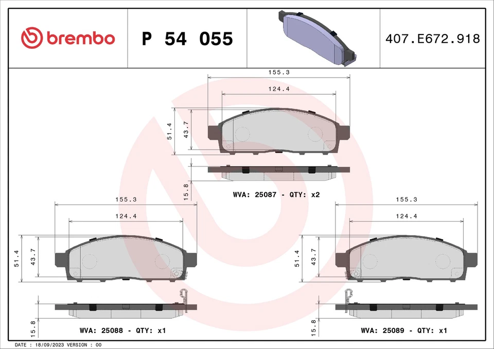 Juego de pastillas de freno para MITSUBISHI L200 KA4T 2.5D delanteras 2007 en Brembo 4605A623 nuevo Foto 2 de 4