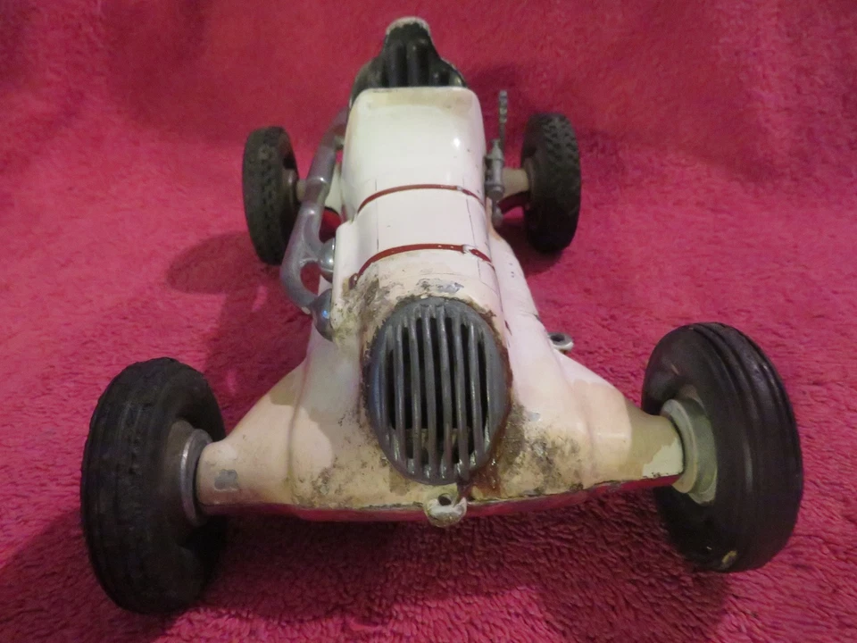 Roy Cox Vintage Thimble Drome Champion Tether Race Car Toy Silver Vintage 50s - Image 4 of 4