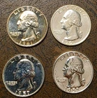 Lot of 4 Silver Proof Washington Quarters 2x 1957 2x 1961 90% Silver Proofs 25c