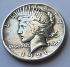 1921 Silver Peace Dollar Circulated Very Fine Rare Coin, low mintage