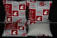 WASHINGTON STATE COUGARS 4 CORNHOLE BEAN BAGS/ BAGGO TOSS Top Quality Handmade 