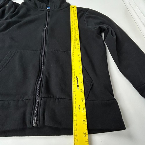 Old Navy Hooded Sweatshirt Large (10-12) Boys Fleece Zip Front Black Jacket - Picture 6 of 9
