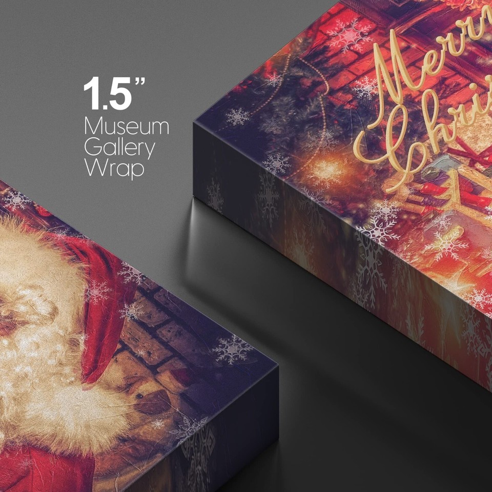 32"x48" Canvas Print Wall Art Merry Christmas Santa Claus Home