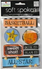 MAMBI Soft Spoken Ellen Kranz 3D Stickers BASKETBALL Theme 93962 Fast FREE Ship!