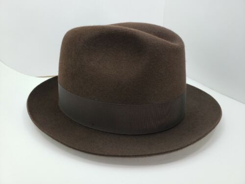 GUERRA 1855 CLAS SOLEIL FUR FELT TOP QUALITY FEDORA HAT BROWN MADE IN ITALY - Picture 4 of 9