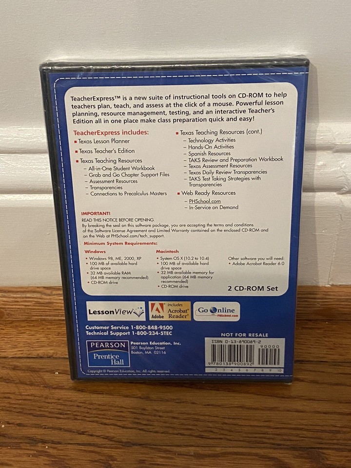 NEW Prentice Hall TeacherEXPRESS Teacher Express Texas Algebra 2 CD-ROM ...